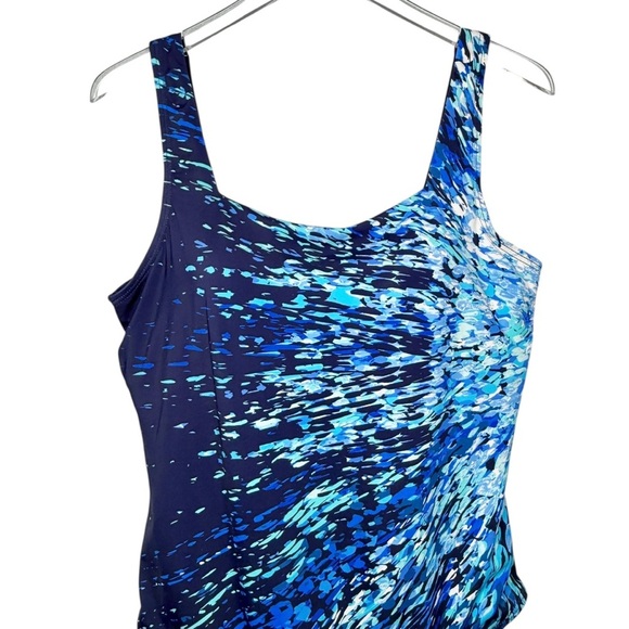 Swimsuits For All Chlorine Resistant Blue Square Neck One Piece Swimsuit Sz 18 - Picture 4 of 15